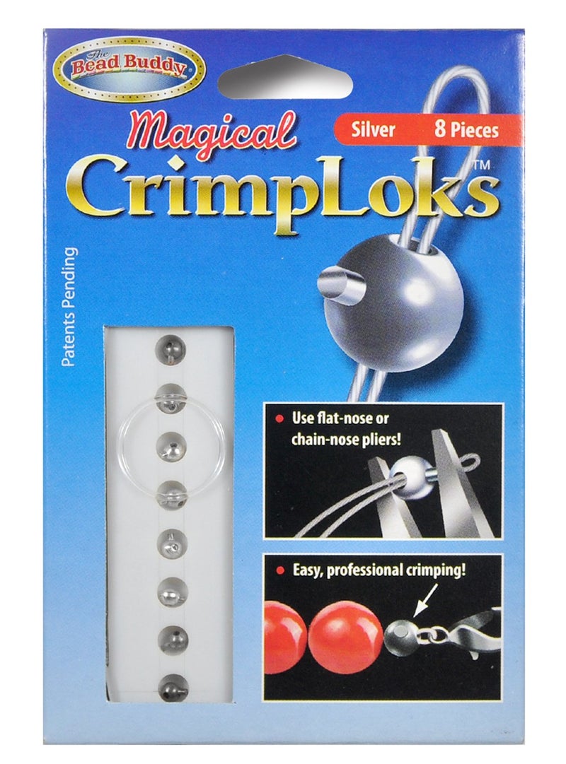 Bead Buddy 8 Piece Magical Crimploks Silver - Clasps for Jewelry Making - Jewelry Clasps and Closures - Silver - Image 1